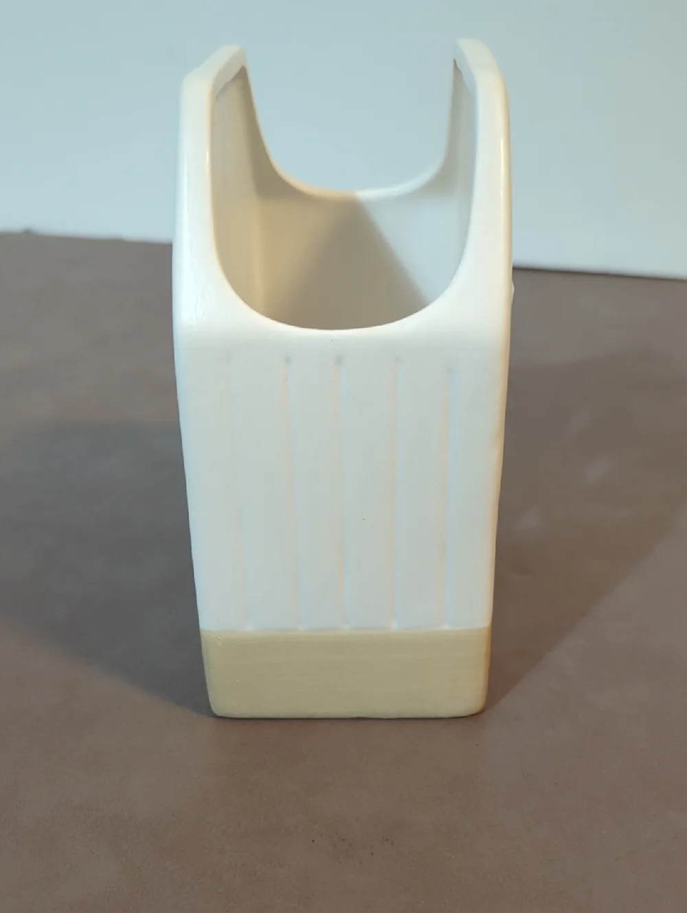 White And Tan Ceramic House Napkin Holder Kitchen Utensils Holder Winter Theme